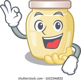 A funny picture of cashew butter making an Okay gesture