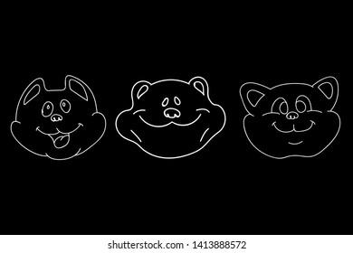 a funny picture of a cat on a black background.vector illustration