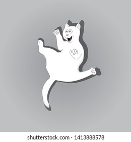 a funny picture of a cat on a grey background.vector illustration