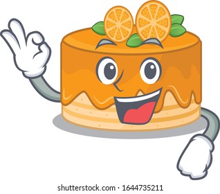 A funny picture of orange cake making an Okay gesture