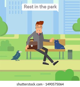 Funny picture in the park vacation vector illustration