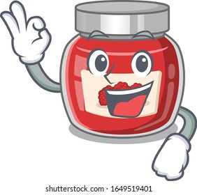 A funny picture of raspberry jam making an Okay gesture