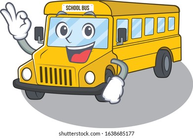 A funny picture of school bus making an Okay gesture