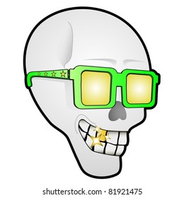 Funny picture of a skull with glasses