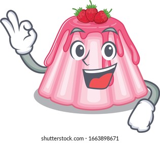 A funny picture of strawberry jelly making an Okay gesture