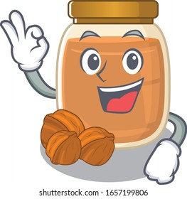 A funny picture of walnut butter making an Okay gesture