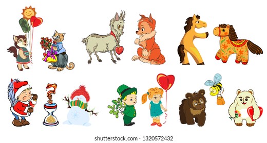 Funny pictures for children and design of various children s products, cards, books.