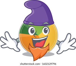 Funny pie chart cartoon mascot performed as an Elf