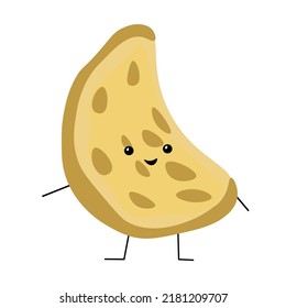 Funny piece of cheese on white background