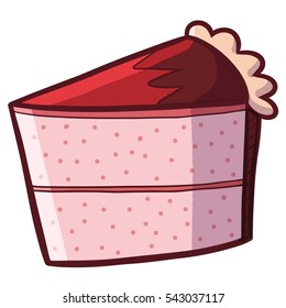 Funny piece of strawberry cake cartoon - vector.