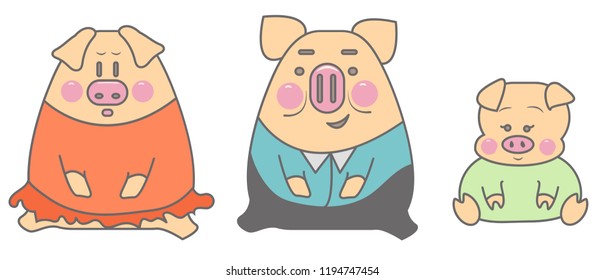 funny pig, boar, humorous character, cartoon animal, New Year symbol