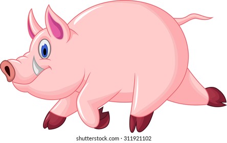 funny pig cartoon run