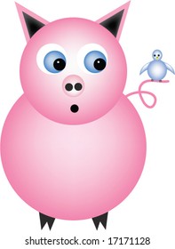 a funny pig cartoon vector drawing