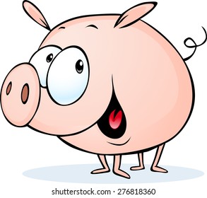 funny pig cartoon - vector illustration