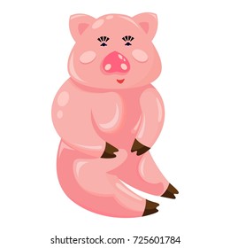 Funny pig cartoon. Vector illustration