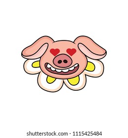 funny pig cartoons are in love