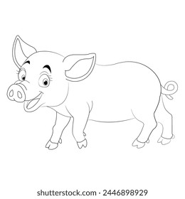 Funny Pig coloring pages, Pig coloring pages, Animal Coloring page Funny Pig coloring page Design for Kids Children preschool stock vector style illustration