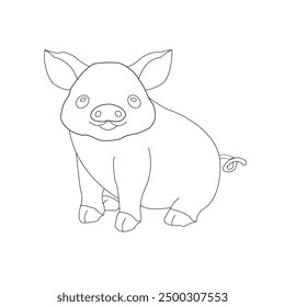 Funny Pig coloring pages, Pig coloring pages, Animal Coloring page Funny Pig coloring page Design for Kids Children preschool stock vector style illustration