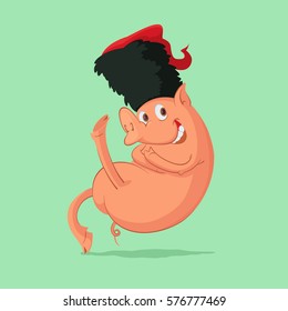 Funny Pig Dancing Cossack Dance, Vector Illustration