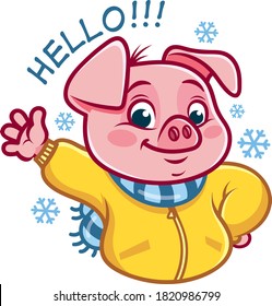 Funny pig emotions character design