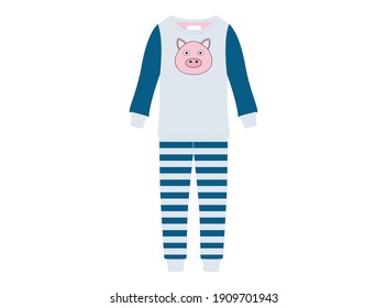 Funny pig face pajamas design, vector illustration