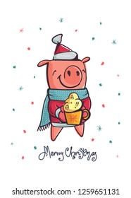 Funny pig illustration