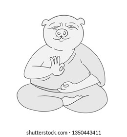 funny pig meditating