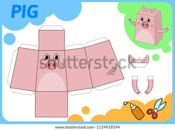 Download Funny Pig Paper Model Small Home Stock Vector Royalty Free 1124918594