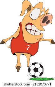 Funny Pig Playing Sports, Cute animals illustration vector. Rabbit, flamingo, bear, cat, elephant. Eps 10.