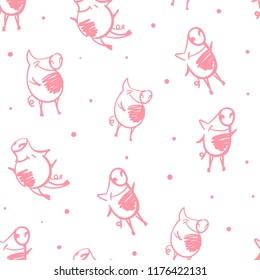 funny pig seamless pattern. Swines repeated backdrop for textile, clothes, wrapping paper.  animal wallpaper
