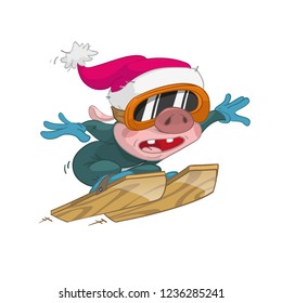 funny pig ski jumping