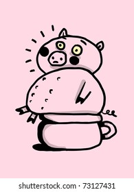 Funny pig in the urinate