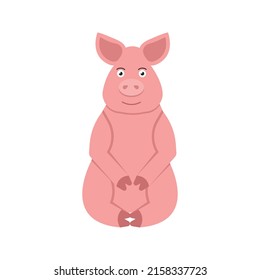 Graciosa ilustración vectorial de cerdo en estilo plano aislado en fondo blanco.