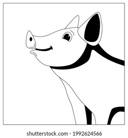 lustiges Schwein, Vektorgrafik, Auskleidung, Draufsicht