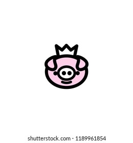 funny pig wearing costume and hat chef. logo. vector illustration. cartoon. editable