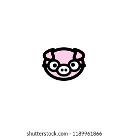 funny pig wearing costume and hat chef. logo. vector illustration. cartoon. editable