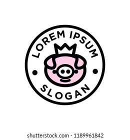 funny pig wearing crown costume and hat chef. logo. vector illustration. cartoon. editable
