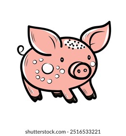 Funny pig, world pig day, oink, vector, isolated, flat. for design packaging, stationery.