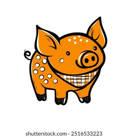 Funny pig, world pig day, oink, vector, isolated, flat. for design packaging, stationery.