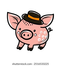 Funny pig, world pig day, oink, vector, isolated, flat. for design packaging, stationery.