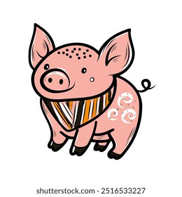 Funny pig, world pig day, oink, vector, isolated, flat. for design packaging, stationery.