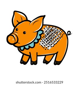 Funny pig, world pig day, oink, vector, isolated, flat. for design packaging, stationery.