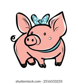 Funny pig, world pig day, oink, vector, isolated, flat. for design packaging, stationery.