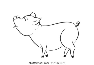 Сute funny pig-a symbol of the new 2019.
