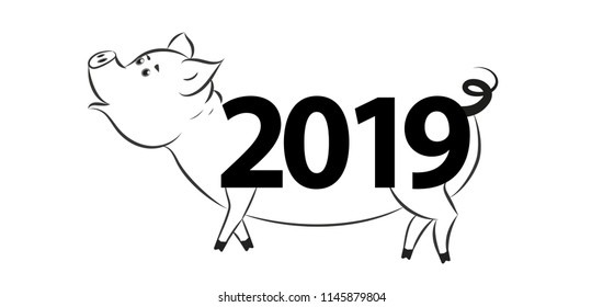 Сute funny pig-a symbol of the new 2019.