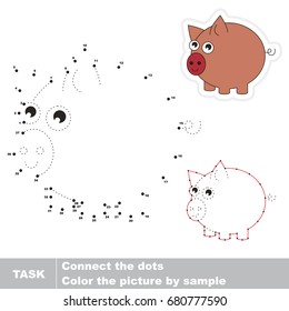 Funny Piggy. Dot to dot educational game for kids.