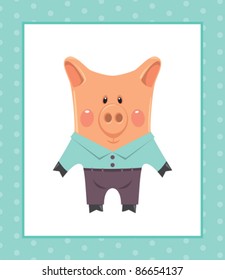 Funny piggy in frame
