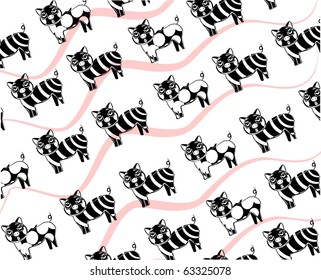 funny pigs black and white pattern