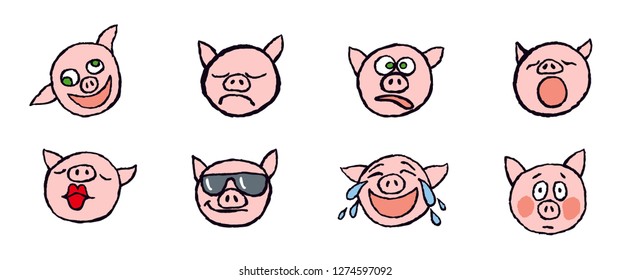 Funny pigs emoticons