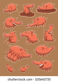 Funny pigs set. vector